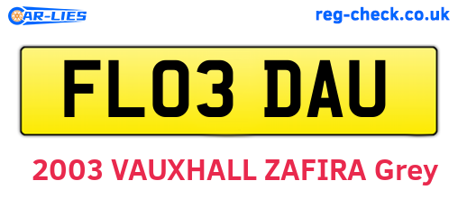 FL03DAU are the vehicle registration plates.