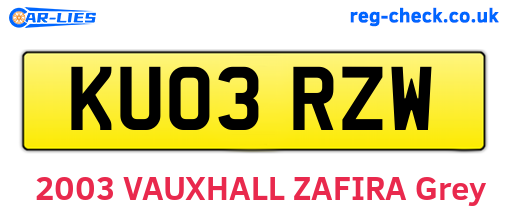 KU03RZW are the vehicle registration plates.