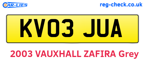 KV03JUA are the vehicle registration plates.