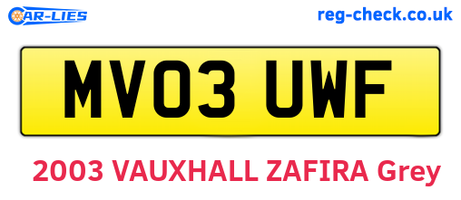 MV03UWF are the vehicle registration plates.