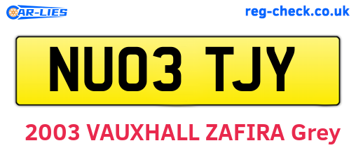 NU03TJY are the vehicle registration plates.