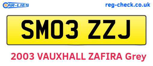 SM03ZZJ are the vehicle registration plates.