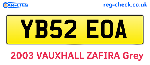 YB52EOA are the vehicle registration plates.