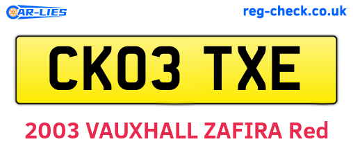 CK03TXE are the vehicle registration plates.