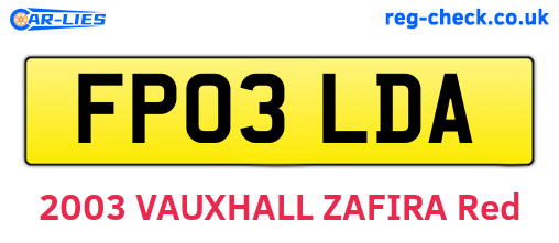 FP03LDA are the vehicle registration plates.