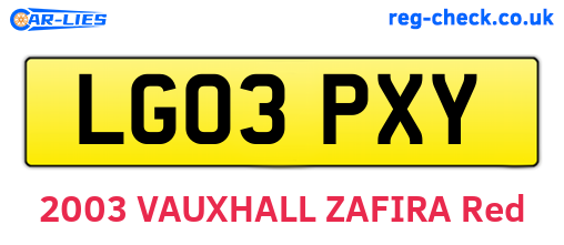 LG03PXY are the vehicle registration plates.