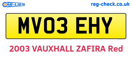 MV03EHY are the vehicle registration plates.