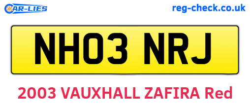NH03NRJ are the vehicle registration plates.