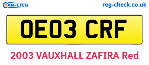 OE03CRF are the vehicle registration plates.