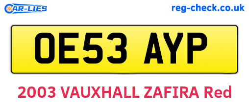OE53AYP are the vehicle registration plates.