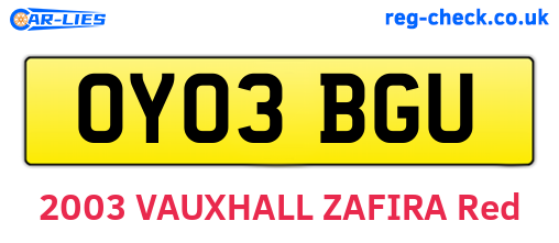 OY03BGU are the vehicle registration plates.