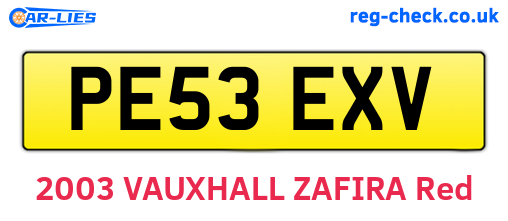 PE53EXV are the vehicle registration plates.