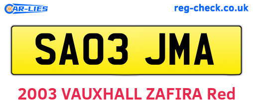 SA03JMA are the vehicle registration plates.