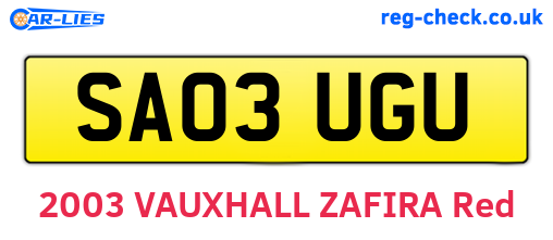SA03UGU are the vehicle registration plates.