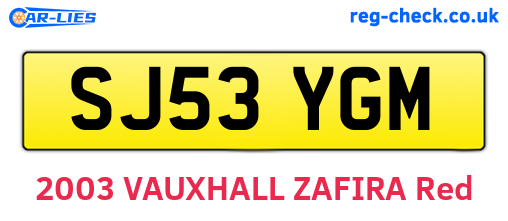 SJ53YGM are the vehicle registration plates.