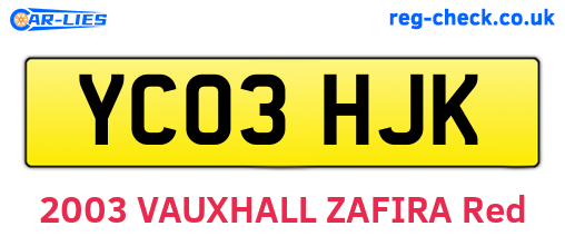 YC03HJK are the vehicle registration plates.