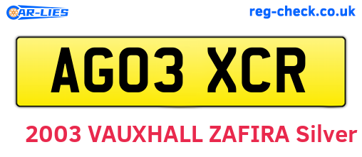 AG03XCR are the vehicle registration plates.