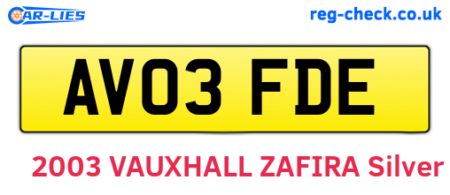 AV03FDE are the vehicle registration plates.
