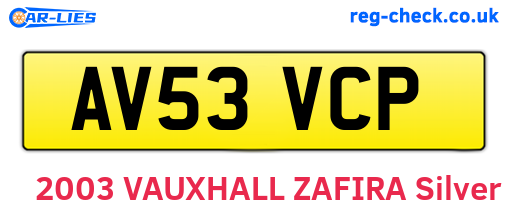 AV53VCP are the vehicle registration plates.