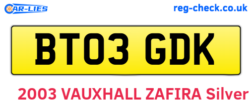 BT03GDK are the vehicle registration plates.