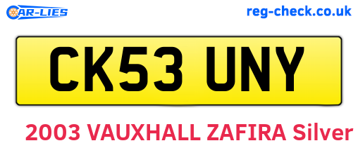 CK53UNY are the vehicle registration plates.