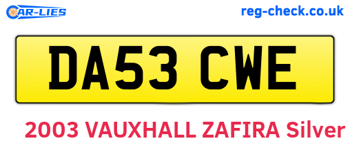 DA53CWE are the vehicle registration plates.