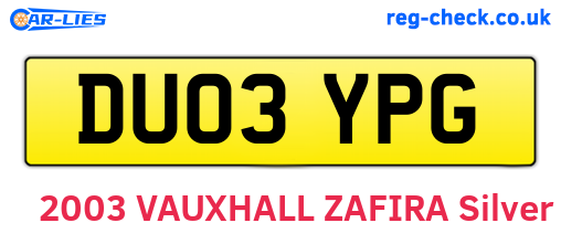 DU03YPG are the vehicle registration plates.