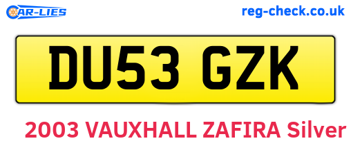 DU53GZK are the vehicle registration plates.