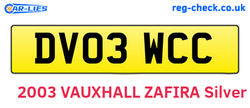 DV03WCC are the vehicle registration plates.