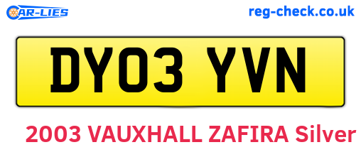 DY03YVN are the vehicle registration plates.