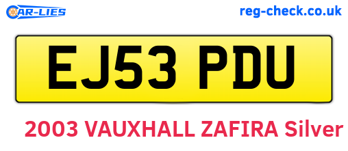 EJ53PDU are the vehicle registration plates.