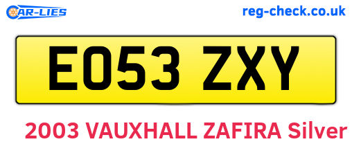 EO53ZXY are the vehicle registration plates.