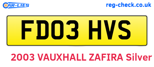 FD03HVS are the vehicle registration plates.