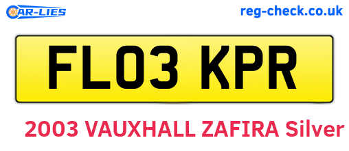 FL03KPR are the vehicle registration plates.