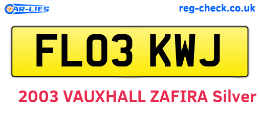 FL03KWJ are the vehicle registration plates.