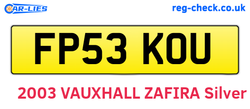 FP53KOU are the vehicle registration plates.