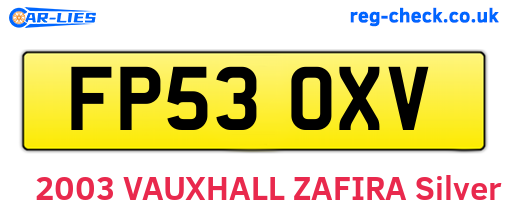 FP53OXV are the vehicle registration plates.