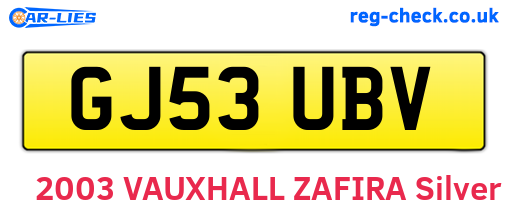 GJ53UBV are the vehicle registration plates.