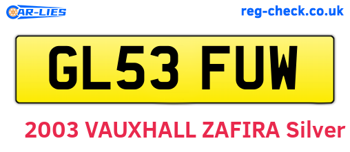 GL53FUW are the vehicle registration plates.
