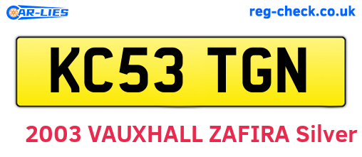 KC53TGN are the vehicle registration plates.
