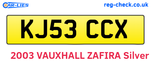 KJ53CCX are the vehicle registration plates.