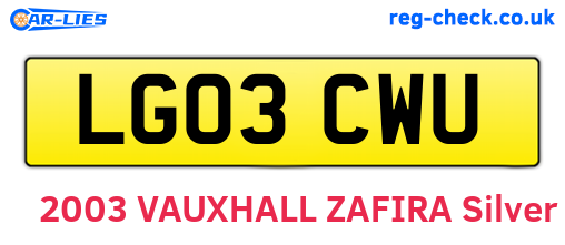 LG03CWU are the vehicle registration plates.