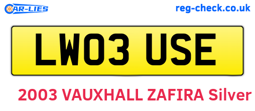 LW03USE are the vehicle registration plates.