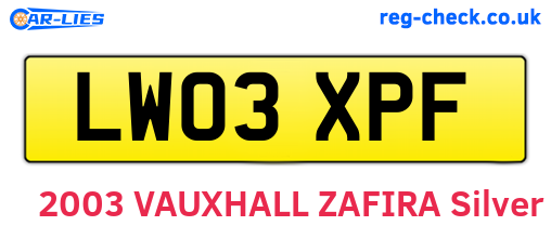 LW03XPF are the vehicle registration plates.