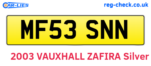 MF53SNN are the vehicle registration plates.