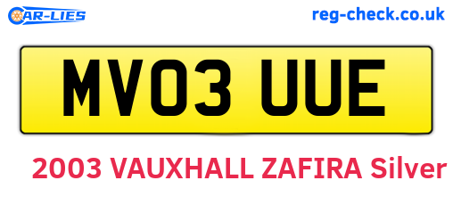 MV03UUE are the vehicle registration plates.
