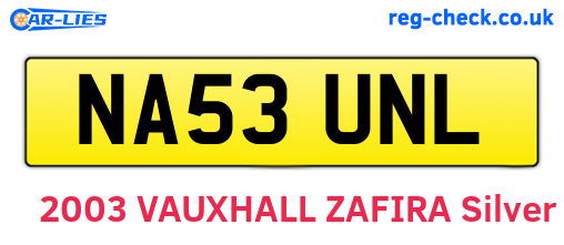 NA53UNL are the vehicle registration plates.