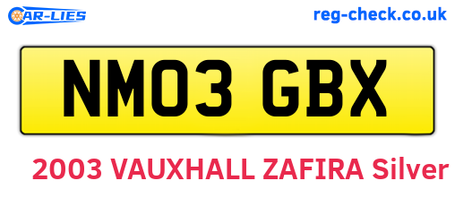 NM03GBX are the vehicle registration plates.