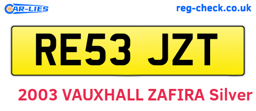 RE53JZT are the vehicle registration plates.