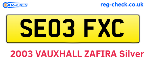 SE03FXC are the vehicle registration plates.